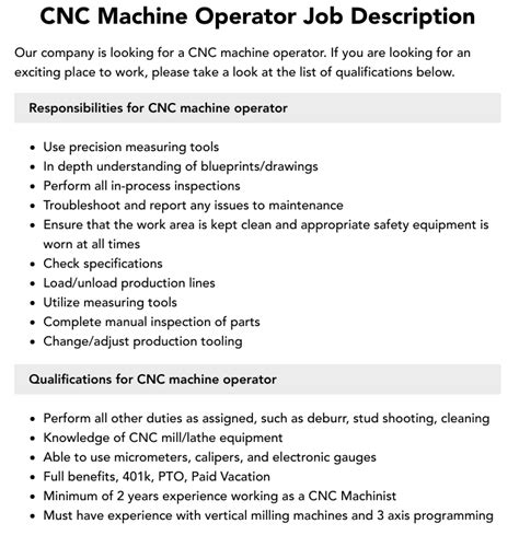 cnc machine operator fresher job|cnc machine operator job description.